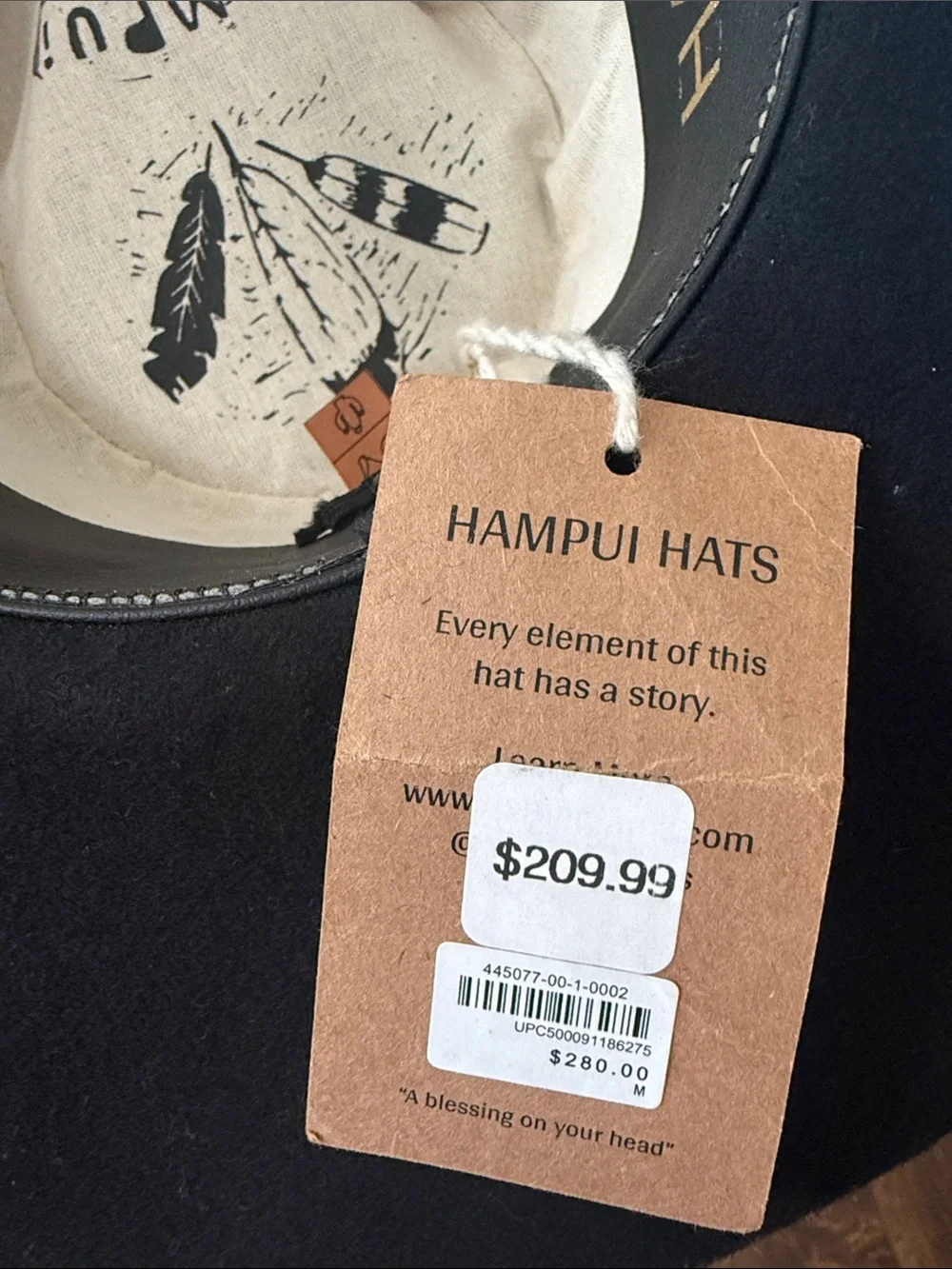 Le Souk Hampui Hat- Black Felt Wide-Brim size 57 (medium)- sustainable artisan